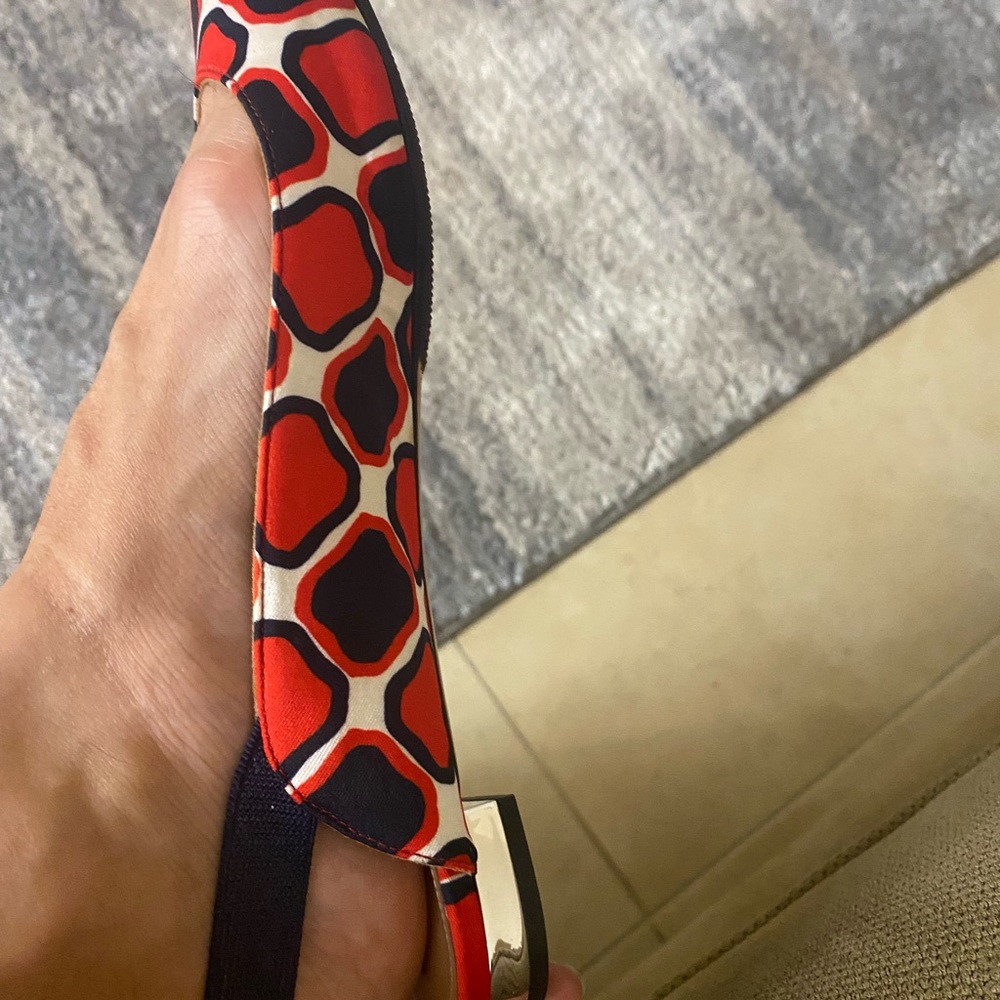 Aquazzura designer slingback ballet flats pointed toe geometric red blue size 8 - Picture 4 of 9